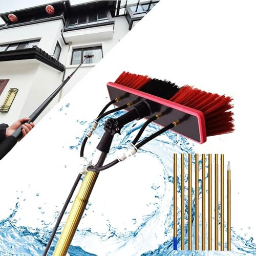 MGHRUE Fensterreinigungsgeräte, Teleskop-Fensterreiniger, Fensterputzstange, Fensterreinigungsgeräte Mit Wasserzufuhr, Glasreinigungswerkzeuge Für Hohe Fenster Im Innen- Und Außenbereich,30cm,8M