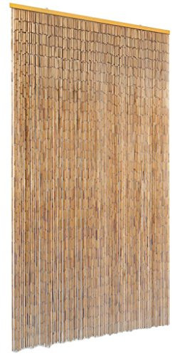 Cortina de bambú, funcional con varilla superior de madera, 100 x 200 cm, material natural grueso, privacidad y aislamiento térmico para entrada exterior