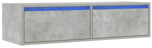 vidaXL Mueble de TV con Luces LED Gris hormigón 100X35,5x25 cm, Soporte de TV, Mueble de TV, Mueble Multimedia, aparador de TV