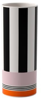 Villeroy & Boch - Memphis Home Vase Klein Bunt, Schwarz-Weiße Deko-Vase mit Orangenen und Rosafarbigen Akzenten, Blumenvase, Dekoration, Ikonisches Design, Deko Wohnung, Premium Porzellan