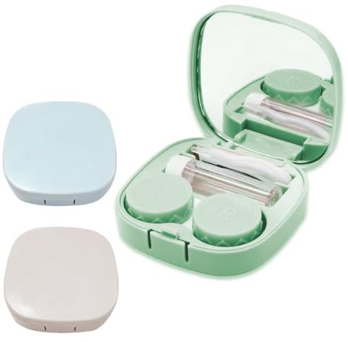 3 Stück Kontaktlinsenbehälter, Kontaktlinsen Aufbewahrung, Tragbar Hygiene Kontaktlinsenbehälter Reiseset Mit Spiegel für tägliche Ausflüge wie Reisen und Arbeiten