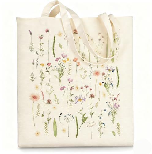 Shirene Jutebeutel,39x34 cm Leinwand Stoffbeutel Große Kapazität Bedruckt Baumwolle Einkaufsbeutel Damen Faltbare Tragetasche für Shopping Reise und Täglichen Gebrauch
