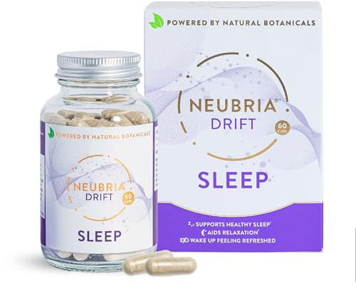 NEUBRIA Drift Sleep Supplement - Non Melatonin Herbal Sleep Blend for Adults with Lemon Balm, Hops, Chamomile, Saffron, L-Tryptophan, Magnesium & Vitamin D - Calm Night Sleeping Tablets - 60 Capsules