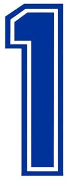 6.3 Tall Single Number 1 Iron On Heat Transfer for Football Baseball Jersey Sports T-Shirt Blue