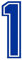 6.3 Tall Single Number 1 Iron On Heat Transfer for Football Baseball Jersey Sports T-Shirt Blue