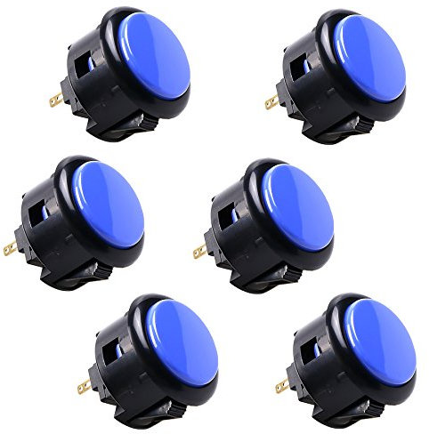 Sanwa 6 pulsanti originali OBSF-30 da 30 mm, per videogiochi Arcade Jamma e console di gioco con joystick arcade (nero e blu) S@NWA