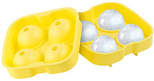 infactory Eiswürfelform Kugel: Silikon-Eiswürfelform Ice Balls für 4 XXL-Eiskugeln mit Ø 45 mm (Eiswürfel Kugel, Eiswürfel Silikon, Joghurt Maker)