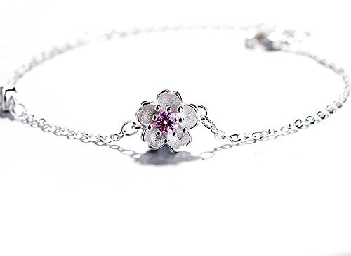 YAZILIND Cherry Bracelet Sweet Améthyste Cristal Rose Cristal Violet Fleur Branch Bracelet Bijoux (Cerise Rose)