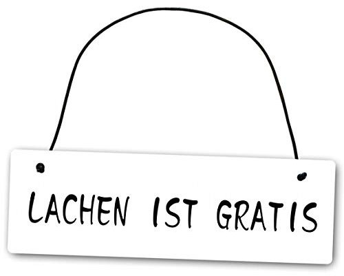Homeyourself Metallschild Lachen ist Gratis 25 x 8 cm aus Alu Verbund (Alu, Kunststoff) für In- und Outdoor Deko Schild Dekoschild Wandschild außen und innen