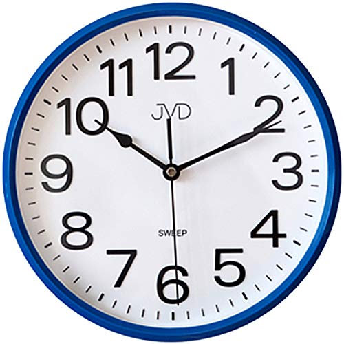 JVD HP683.3 Wanduhr Quarz analog blau leise ohne Ticken rund