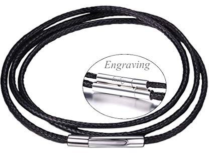 U7 Customised Black Rope Necklace Leather Cord for Jewellery Making 3mm Thick Chain