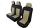 Texmar Passend für Volkswagen VW Transporter T4 1999–2003 Links- oder Rechtslenker, Eco-Leder-Sitzbezüge, Schwarz / Beige 2 + 1 (1 Einzel, 1 Doppel)