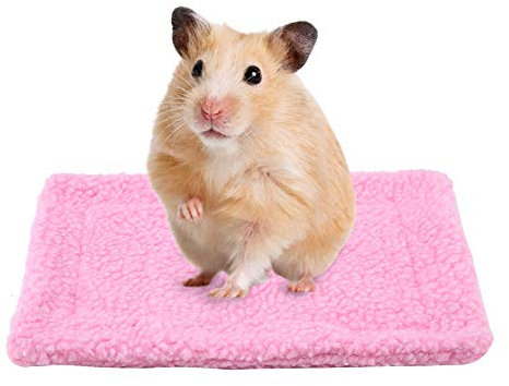 HEEPDD Petit Cochon d'Inde Hamster Lit Maison Rectangulaire Peluche Chaud Tapis Sommeil Pad Coussin Animaux de Compagnie pour Souris Rats Chinchillas Lapin Hérisson Écureuil Cochon Néerlandais (Rose)