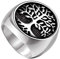 HIJONES Religieux Ancien Classique Arbre de la Vie Sceau Bague pour Hommes en Acier Inoxydable avec Ronde Argent Taille 57