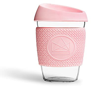 Neon Kactus mundgeblasener Tumbler Becher aus Borosilikatglas wiederverwendbare Kaffeetasse mit Deckel welcher und Thermohülle wiederverwendbarer Reisebecher mit Strohhalm