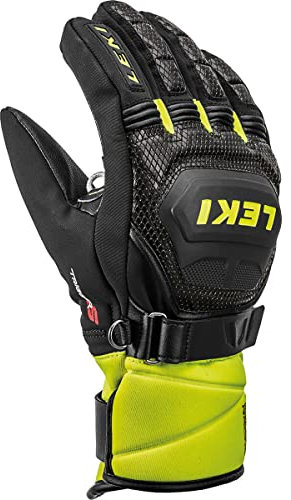 LEKI Kinder Worldcup Race Flex S GTX Handschuhe, schwarz-Ice Lemon, EU 7
