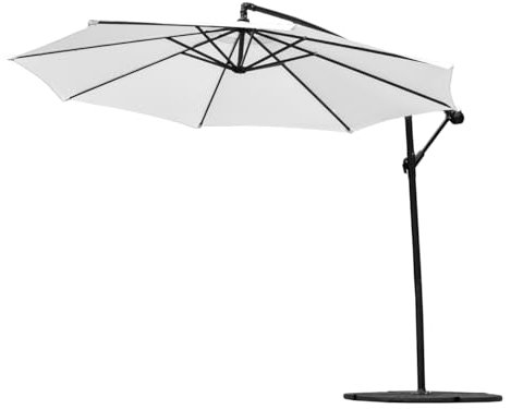 Harrier 3m Cantilever Parasol – Adjustable 3m Outdoor Patio Umbrella, Weather-Resistant Canopy | Optional LED Solar Lights & Bases [5 Colours] (White, Parasol Only)