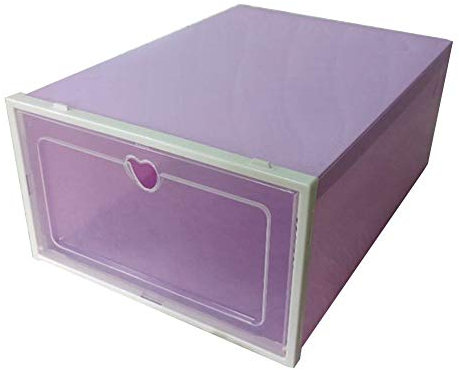 CUSROS Clear PP Stackable Staubdichte Flip Drawer Schuhe Box Aufbewahrungsbehälter Organizer Schuhregal Für Zuhause Platz Sparen Lila Einheitsgröße