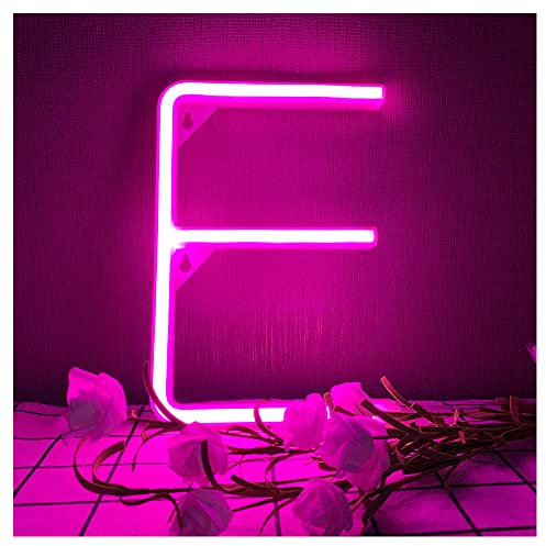 ENUOLI LED Pink Neon Letters Sign Neon Night Lights LED Alphabet Neon Lights Wall Decor Lighting Bedroom Light up Words for Wedding Birthday Party Christmas Home Bar Club Decoration (E)