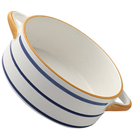 Cabilock Keramik Schälchen Zwiebelsuppe Schalen Suppenschüssel Soufflé Förmchen Creme Brulee Snackschalen Saucen Tassen französische Suppenschalen Suppentassen Dessertschalen mit Griffen 20x15x7cm