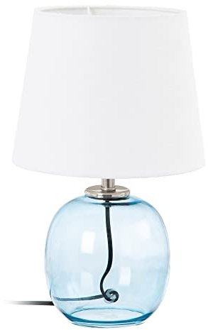 Lámpara de mesa con bola de cristal y tela azul de Ø 23x36 cm - LOLAhome