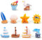 LTHERMELK 10 Stück Strand Mikrolandschaft Miniatur Ozean Strand Szene Ornament Set für DIY Fee Garten Dekoration Sonnenschirmen Booten Modell