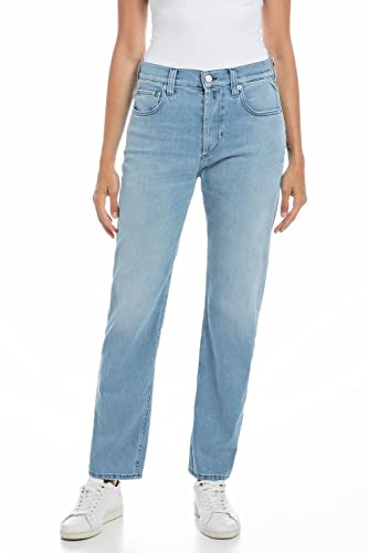 Replay Damen Jeans Maijke Straight-Fit mit Stretch, Blau (Light Blue 010), W28 x L30