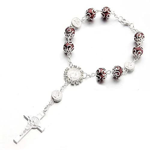 Floatdream Kreuz Christian Rosenkranz Armband, Kreuz Christian Armband, Kreuzperlenarmband, für Geburtstage, Konfirmationen, Kommunionen, Taufen, Partys (Blau)