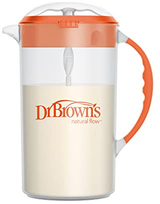 Dr. Brown's Baby Formula - Jarra mezcladora con tapón ajustable, tapa de bloqueo y boquilla antigoteo, naranja, sin BPA, 36 onzas, 1 paquete