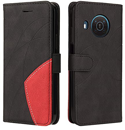 Fatcatparadise Kompatibel mit Nokia X20/X10 Hülle, Leder PU Brieftasche Handyhülle Flip Case Silikon Bumper Schutzhülle Klapphülle. Lederhülle mit Kartenfächern und Standfunktion (Schwarz)