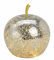 LED Crackle Glas Apfel 16 cm - silber - Deko Frucht in Bruchglas Optik - Tisch Lampe Leuchte mit Drahtlichterkette Batterie betrieben mit Timer