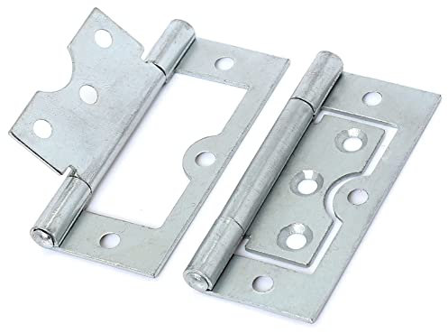 Large Silver Flush Cabinet Hinges Door Flush Hinges 75mm/3-Inch Heavy Duty Silver Flush Hinges for Cupboards and Cabinets Dresser Wardrobes Pack of 2.