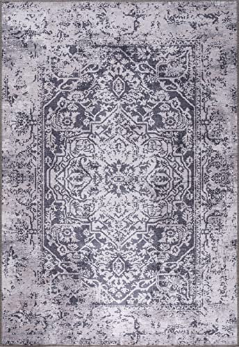 NETLINE HOME | Waschbarer Teppich | Kurzflor Teppich, rutschfest und Flauschig | Teppich Läufer Flur, Weich Läufer und Leicht zu Reinigen | Rechteck Teppich (Grau, 200X290 cm)