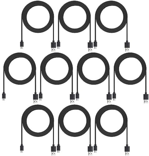 Smays 10-Pack Micro USB Data Cable 6ft, Bulk Old Android Charging Cord, USB-A to Micro USB