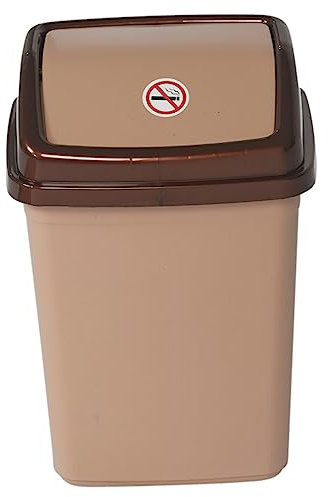 URBNLIVING 5L/20L/30L/50L Plastic Waste Management Recycling Bin Trash Can Dustbin with Swing Lid for Office, Kitchen and Bathroom (5L Brown Beige)