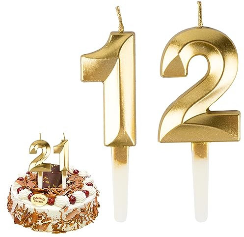 AIYONG 21. Geburtstag Kerzen Kuchen Ziffer Kerzen Alles Gute zum 12.Geburtstag Kuchen Topper Dekoration für Geburtstag Party Hochzeit Jahrestag Feier Lieferungen