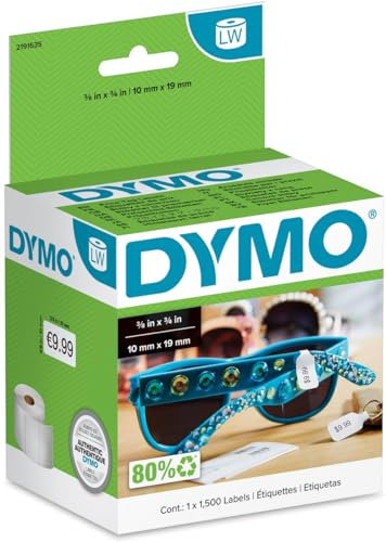 DYMO Original LW 2-fach Preisschild-Etiketten | 10 mm x 19 mm Etiketten für LabelWriter Etikettendrucker | 1 Rolle mit 1500 Preisschild-Aufklebern