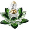 Zerodeko 1pc Chic Lotus Shaped Refillable Glass Perfume Bottle Green Crystal Decorative Storage for Vintage Home Decor and Bedroom Accents