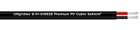Offgridtec Cable solar de 2 x 4 mm², PV1-F, 4 mm², cable solar de dos hilos, negro, 10 m