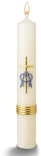 WikaKerzen Handgefertigte Marienkerzen traditionelle Symbole und hochwertige Verarbeitung Perfekt für Andachten und spirituelle Momente (Krone-Blau-G)
