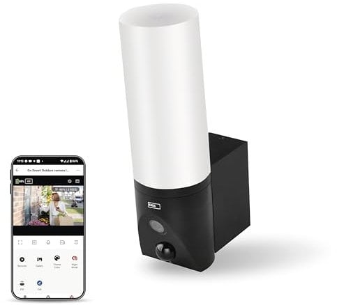 EMOS GoSmart Outdoor Überwachungskamera mit WiFi und App + 1200lm LED-Leuchte, rotierende 3 MP IP-Kamera mit Licht, kompatibel mit Alexa, Google Assistant, ohne ABO-Falle, schwarz