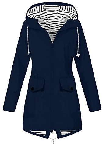 Generic Damen Trenchcoat Langer Mantel Winddichter Jacke Einfarbig Kapuzenjacke Damenmantel Windjacke Übergangsmantel mit Taschen mit Knöpfen Frühlingsangebote