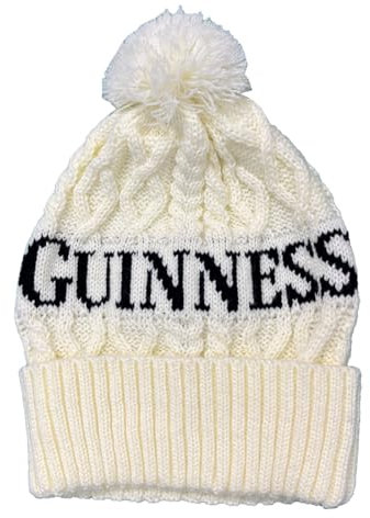 Traditional Craft Guiness Irische Bommelmütze für Damen und Herren (DE/NL/SE/PL, Alphanumerisch, Einheitsgröße, Weiss/opulenter Garten)