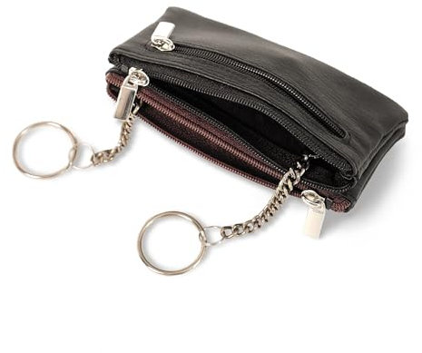Doppeltes Schlüsseletui Schlüsselmäppchen Schlüsseltasche Lederetui aus echtem Leder, für Damen und Herren - Modell 162 - Jahn-Lederwaren (Schwarz)