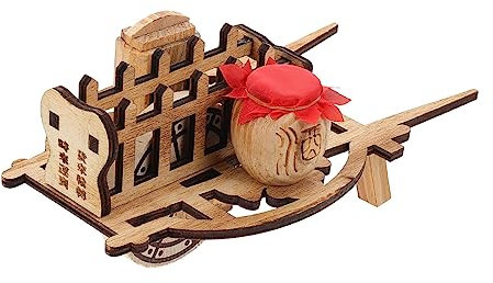 POPETPOP Simulation Wooden Wheelbarrow Model Decor Classic Brown Lightweight Synthetic Material Decorative Farm Tool Ornament for Tabletop Or Farmhouse Display