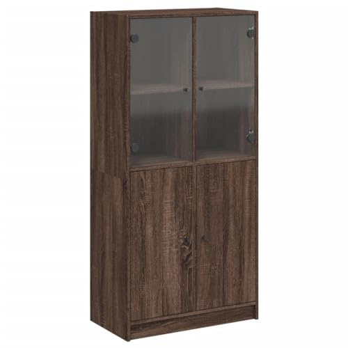 vidaXL Highboard, Beistellschrank mit Türen, Sideboard Kommode Anrichte für Wohnzimmer, Bücherregal Schrank, Braun Eiche-Optik 68x37x142cm Holzwerkstoff