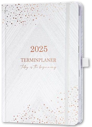 Kalender 2025-2026 - A5 Terminplaner 2025-2026 von Aug. 2025 bis Sep. 2026, Kalender 2025-2026 Buchkalender, Wochenplaner 2025-2026 mit Gebundene Ausgabe, 2 Lesebändchen, Weiß