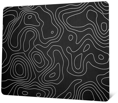 Glass Mousepad for Gaming, Black Topographic Hard Gaming Mouse pad, Professional Large Mouse Mat 410mm*310mm, Special Glass Surface with Improved Precision and Speed