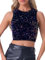 Allegra K Donna Natalizio Top con Paillettes, Scollo A Barchetta, Senza Maniche, Scintillante, Glitterato, per Feste in Discoteca, Serate, Canotta da Festival per Christmas di Natale Blu Viola L