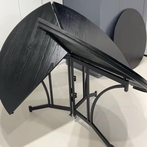 SmPinnaA 4 5 6 6,5 Fuß Klappbarer Esstisch, Runder Klapptisch Aus Massivholz, Moderner Schwarzer Runder Tisch Für Zuhause, Restaurant, Esszimmer, Lounge,Diameter 150 cm (59 inch)